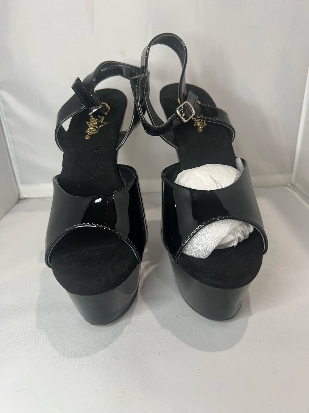 NTM: Pleaser KISS-209 Black Patent Platform Stiletto Heels Size 9 NIB